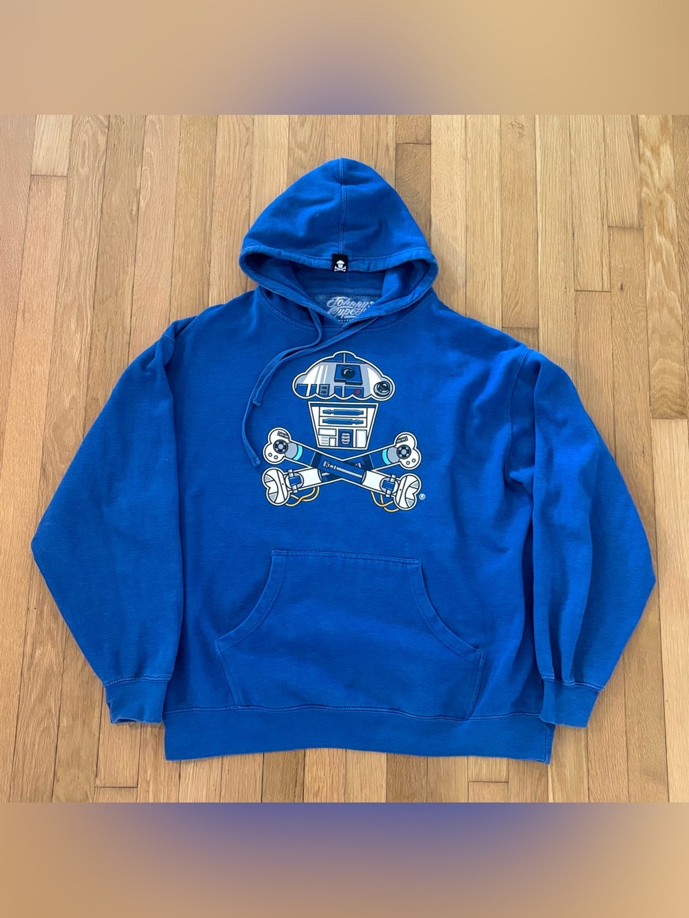 Johnny Cupcakes Star Wars R2D2 Hoodie Blue Pullover Sweatshirt Mens XL X-Large
